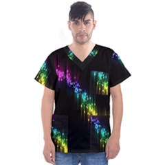 Illustration Light Space Rainbow Men s V-neck Scrub Top