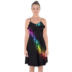 Illustration Light Space Rainbow Ruffle Detail Chiffon Dress by Mariart