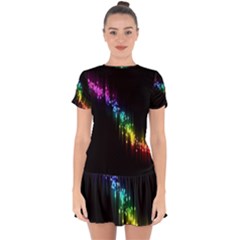 Illustration Light Space Rainbow Drop Hem Mini Chiffon Dress