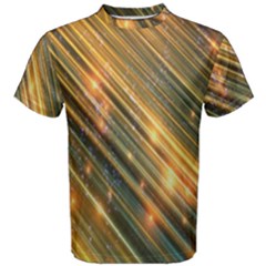 Golden Blue Lines Sparkling Wild Animation Background Space Men s Cotton Tee by Mariart