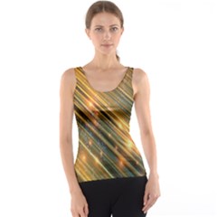 Golden Blue Lines Sparkling Wild Animation Background Space Tank Top by Mariart