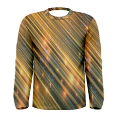 Golden Blue Lines Sparkling Wild Animation Background Space Men s Long Sleeve Tee by Mariart