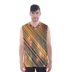 Golden Blue Lines Sparkling Wild Animation Background Space Men s Basketball Tank Top by Mariart