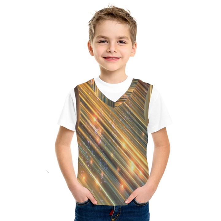 Golden Blue Lines Sparkling Wild Animation Background Space Kids  SportsWear