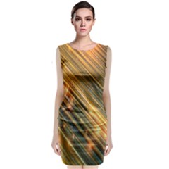 Golden Blue Lines Sparkling Wild Animation Background Space Classic Sleeveless Midi Dress