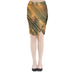 Golden Blue Lines Sparkling Wild Animation Background Space Midi Wrap Pencil Skirt