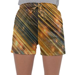 Golden Blue Lines Sparkling Wild Animation Background Space Sleepwear Shorts