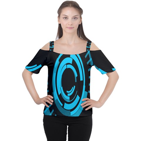 Graphics Abstract Motion Background Eybis Foxe Cutout Shoulder Tee by Mariart