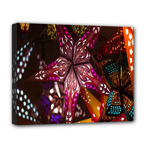 Hanging Paper Star Lights Deluxe Canvas 20  X 16   by Mariart