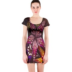 Hanging Paper Star Lights Short Sleeve Bodycon Dress by Mariart