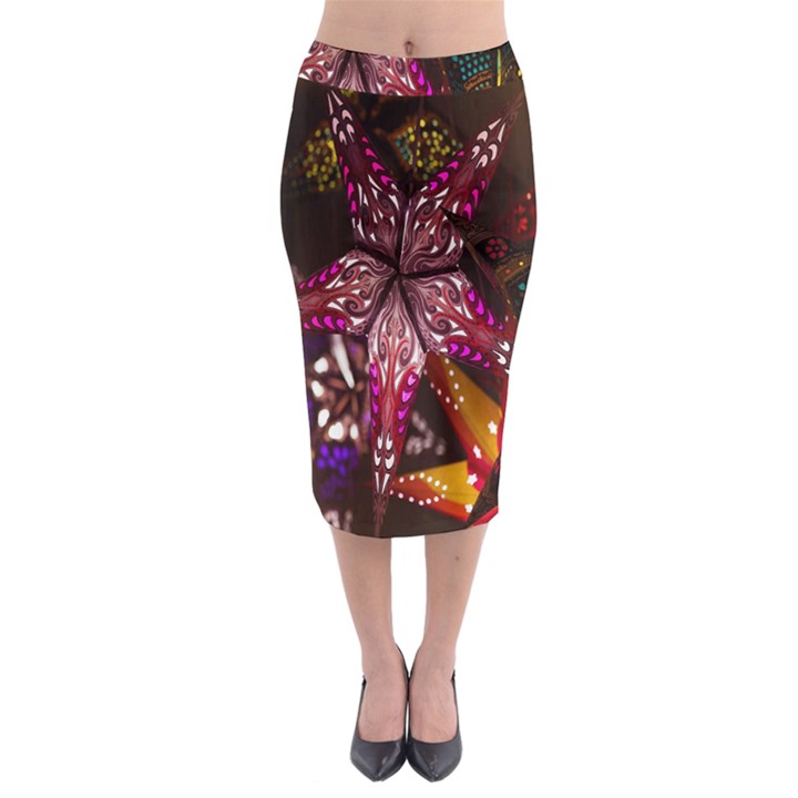 Hanging Paper Star Lights Midi Pencil Skirt