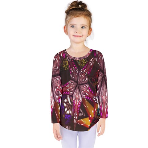 Hanging Paper Star Lights Kids  Long Sleeve Tee by Mariart