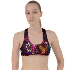 Hanging Paper Star Lights Criss Cross Racerback Sports Bra