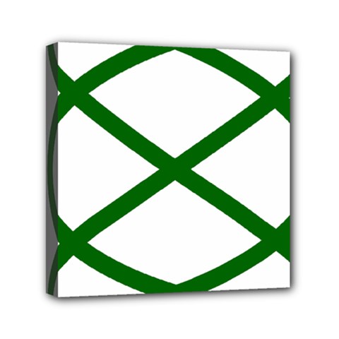 Lissajous Small Green Line Mini Canvas 6  X 6 