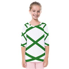 Lissajous Small Green Line Kids  Quarter Sleeve Raglan Tee