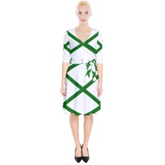 Lissajous Small Green Line Wrap Up Cocktail Dress