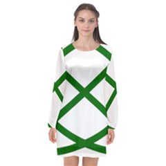 Lissajous Small Green Line Long Sleeve Chiffon Shift Dress  by Mariart