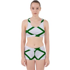 Lissajous Small Green Line Work It Out Sports Bra Set by Mariart