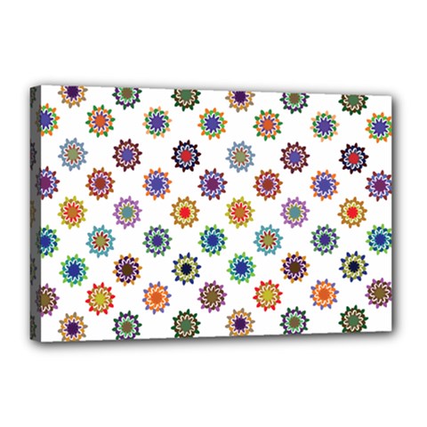 Flowers Pattern Recolor Artwork Sunflower Rainbow Beauty Canvas 18  X 12  by Mariart