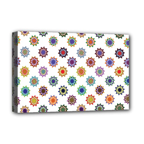 Flowers Pattern Recolor Artwork Sunflower Rainbow Beauty Deluxe Canvas 18  X 12   by Mariart