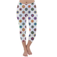 Flowers Pattern Recolor Artwork Sunflower Rainbow Beauty Capri Winter Leggings  by Mariart