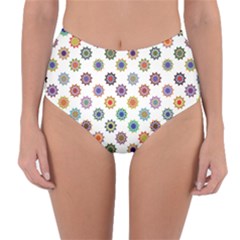 Flowers Pattern Recolor Artwork Sunflower Rainbow Beauty Reversible High-waist Bikini Bottoms by Mariart