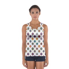 Flowers Pattern Recolor Artwork Sunflower Rainbow Beauty Sport Tank Top  by Mariart