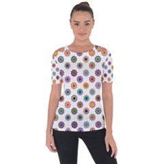 Flowers Pattern Recolor Artwork Sunflower Rainbow Beauty Short Sleeve Top