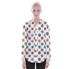 Flowers Pattern Recolor Artwork Sunflower Rainbow Beauty Womens Long Sleeve Shirt