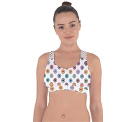 Flowers Pattern Recolor Artwork Sunflower Rainbow Beauty Cross String Back Sports Bra by Mariart