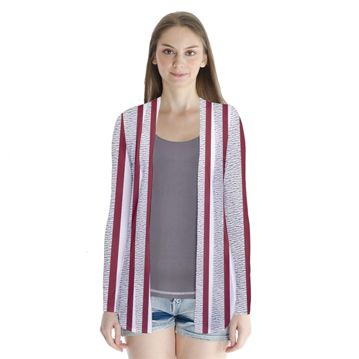 Line Streep Vertical Horizontal Drape Collar Cardigan