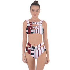 Line Streep Vertical Horizontal Bandaged Up Bikini Set 