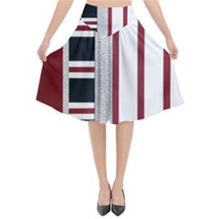 Line Streep Vertical Horizontal Flared Midi Skirt