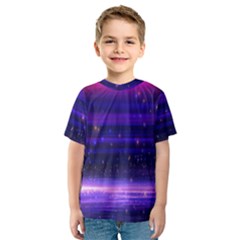 Massive Flare Lines Horizon Glow Particles Animation Background Space Kids  Sport Mesh Tee