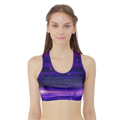 Massive Flare Lines Horizon Glow Particles Animation Background Space Sports Bra With Border