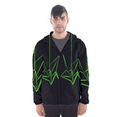 Origami Light Bird Neon Green Black Hooded Wind Breaker (men) by Mariart