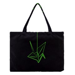 Origami Light Bird Neon Green Black Medium Tote Bag by Mariart