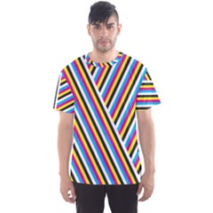 Lines Chevron Yellow Pink Blue Black White Cute Men s Sports Mesh Tee