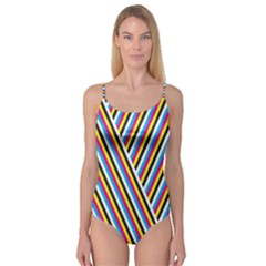 Lines Chevron Yellow Pink Blue Black White Cute Camisole Leotard  by Mariart