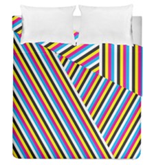 Lines Chevron Yellow Pink Blue Black White Cute Duvet Cover Double Side (queen Size) by Mariart