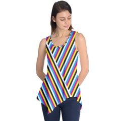 Lines Chevron Yellow Pink Blue Black White Cute Sleeveless Tunic by Mariart