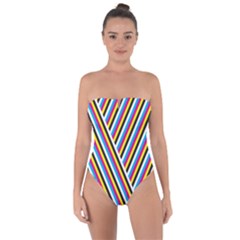 Lines Chevron Yellow Pink Blue Black White Cute Tie Back One Piece Swimsuit by Mariart