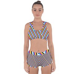 Lines Chevron Yellow Pink Blue Black White Cute Racerback Boyleg Bikini Set by Mariart