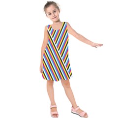 Lines Chevron Yellow Pink Blue Black White Cute Kids  Sleeveless Dress by Mariart