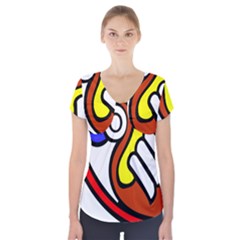 Pedernal Art Circle Sign Short Sleeve Front Detail Top by Mariart