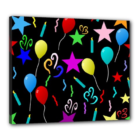 Party Pattern Star Balloon Candle Happy Canvas 24  X 20  by Mariart