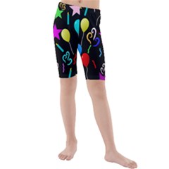 Party Pattern Star Balloon Candle Happy Kids  Mid Length Swim Shorts