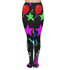 Party Pattern Star Balloon Candle Happy Women s Tights by Mariart