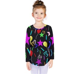 Party Pattern Star Balloon Candle Happy Kids  Long Sleeve Tee