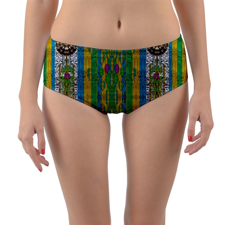 Rainbows Rain In The Golden Mangrove Forest Reversible Mid-Waist Bikini Bottoms